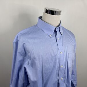 Stafford 18 36/37 Executive Non Iron Pinpoint Oxford Dress Shirt Blue Cotton